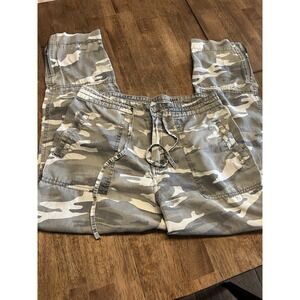 Dex Camo Pants Tie Waist Women's Size Med  Zips At Ankles